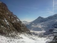 Lungo il canyon, il lago cornuto sullo sfondo