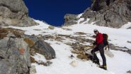 Stelvio nella parte alta del pendio-canale che porta al Passo delle Mastrelle (18-2-2012)