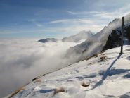 Vista a Sud da Colle Carisey, con mare di nuvole sulla pianura