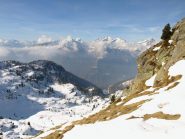 Panorama Nord-Nord-Ovest da Colle Carisey, in basso a sinistra Alpe Carisey