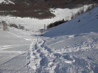 Parte superiore del pendio-canale,in fondo Pra di Sala. 