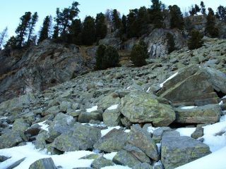 Pietraia quasi senza neve a quota 1840 m