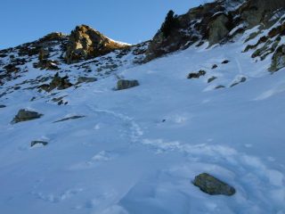 Ultimo tratto sotto il Colle Carisey, ancora con la mia traccia della scorsa settimana