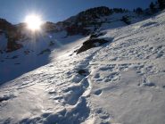 Il tracciato battuto da me la scorsa settimana da Alpe Carisey a Colle Carisey