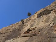 Il traverso di 6b+ della Via Centrale