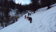 entrando nel bosco nel primo tratto del Vallon de Longet