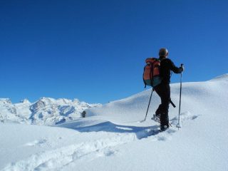 l'arrivo in cresta con lo spettacolo del Monte Rosa