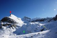 tragitto odierno. in verde consigliato da Campana, in giallo il nostro