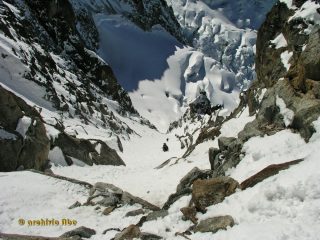 Il canale di salita dalla Breche.
