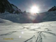 Discesa sul ghiacciaio del Mont Mallet.