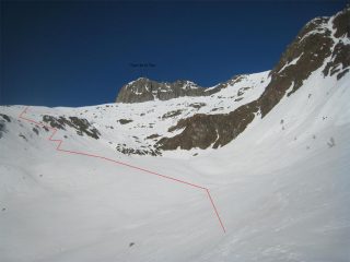 Percorso per superare la barra rocciosa dopo gli alpeggi La Tsa