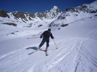 Luciano soddisfatto della bella discesa fino al rifugio...