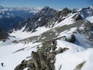 la cresta finale con vista sull'itinerario di salita