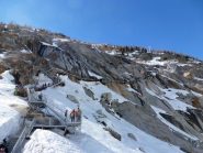 La scala e la funivia per il trenino di Montenvers