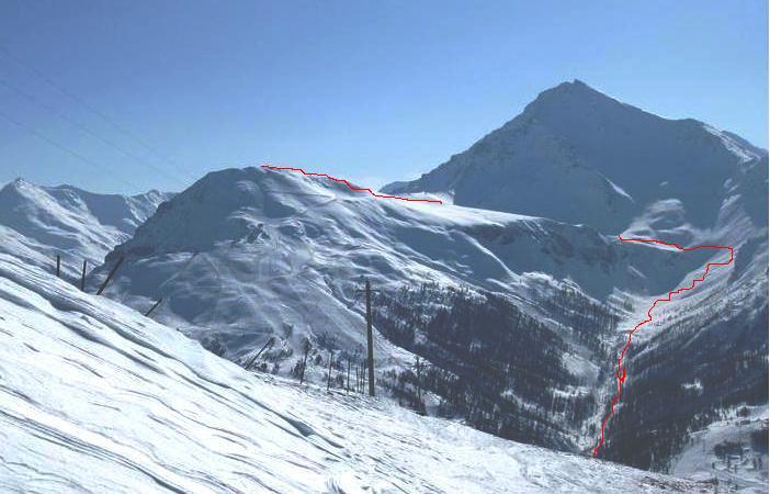 in rosso il bell'itinerario da Cima Banchetta