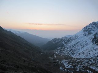 vista del Pian della Regina all'alba