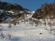il pendio della cascata sopra il rifugio