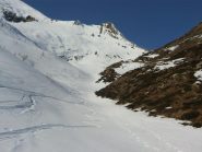 Punta Lusera e Colle Lusera (a destra) con valloncello finale