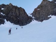 verso il ripido canale della parte alta