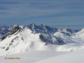 Badile e Cengalo durante la salita alla Fuorcla d'Agnel.