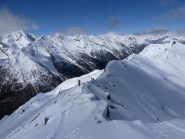 L'ampio colle a destra della Pointe Tsa Setze