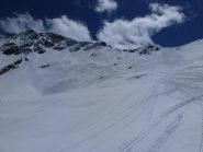 I pendii sotto il colle dopo la discesa di 30-40 persone