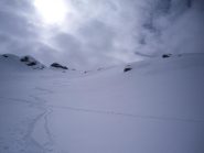 la traccia di salita e la firma di discesa nel tratto migliore....