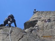 Mario in uscita in L1, Fabio in sosta e Luca in uscita sull'ultimo delicato passaggio di L2.