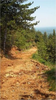 strada di salita in alcuni tratti rovinata dall'acqua