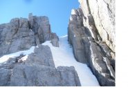 Il canalino a 60° sulla cresta nord.est della Gran Somma