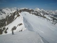 La cresta di salita della normale