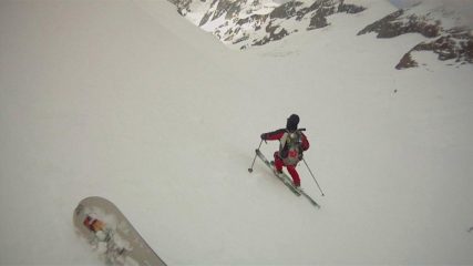 Beppe fly, la prua del suo split e Mario nella parete sud-est