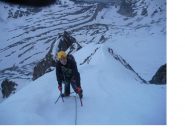 All'uscita del canalino iniziale con alle spalle il Giardin du Talefre