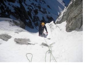 Paolo all'uscita dalla Goulotte...