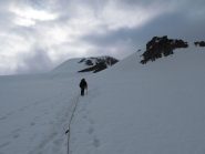 Salita lungo il ghiacciaio verso la cima