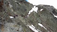 la parte alta del sentiero che risale la bastionata sotto il Rifugio Similaun (22-6-2012)