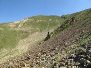 Il pendio di salita alla sella tra le cime