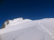 la discesa dall'Aguille verso il Dome (da risalire al ritorno)