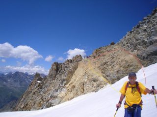 la posizione del bivacco Sberna ,in rosso la salita,in giallo la discesa....