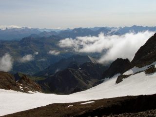 Dal Pic du Rif sguardo verso il ghiacciaio di discesa