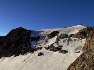 Cengia di accesso al Col des Brouillards