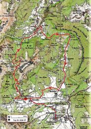 Il percorso dell'anello con la variante da Chichilianne (tratteggio)