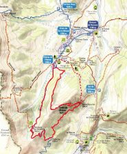 L'anello col percorso seguito in discesa (tratteggio)