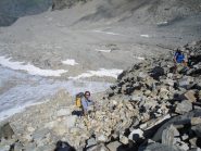 in salita sul tratto di sassi mobili....