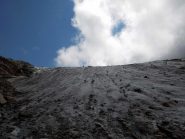 il pendio del fronte del ghiacciaio