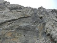 L'inizio verticale dell' ultimo tiro sulla parete sud