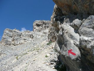 Ingresso del canalone dopo la fine del lungo traverso su sfasciumi