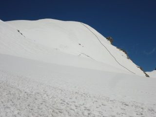 parete sud del Breithorn Centrale con itinerario di salita