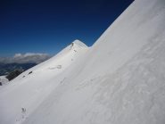 dal pendio di salita la vista sul Breithorn Occidentale
