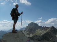 Giulio in cima con Monte Oronaye al centro